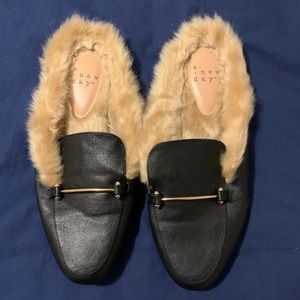 A New Day Furry Mules EUC